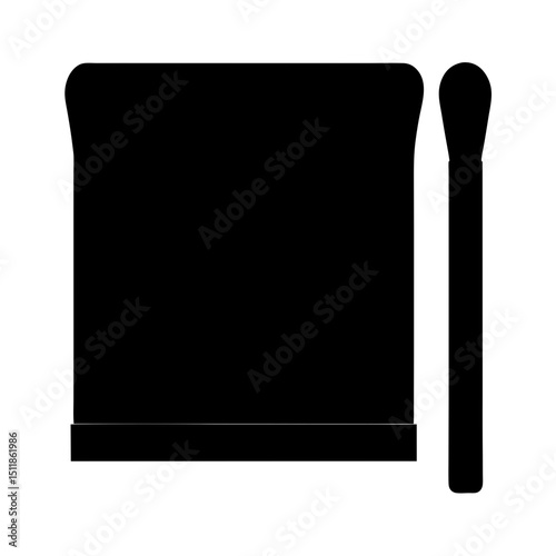 Black minimalist silhouette art of a brush and mascara wand product