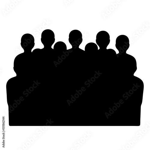 Silhouette of People Sitting Together on a Couch or Bench
