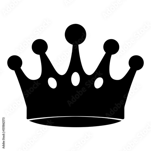 Simple black silhouette of a majestic crown with spherical adornments