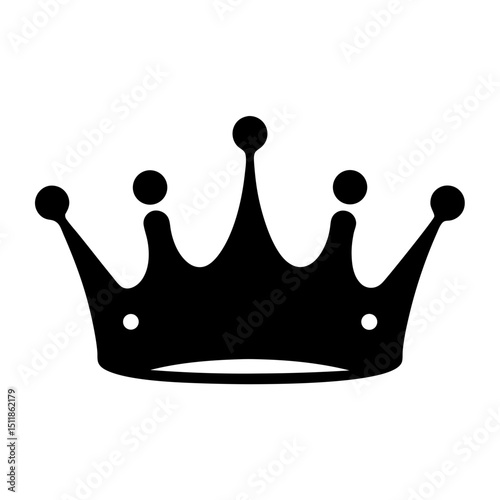 Simple black silhouette of a majestic crown with spherical adornments