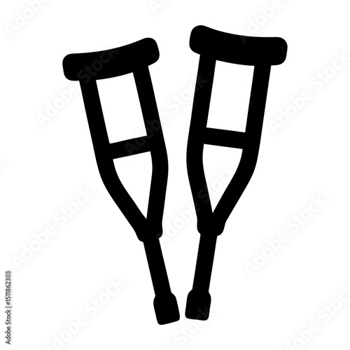 Pair of Black Crutches for Medical Support and Injury Recovery