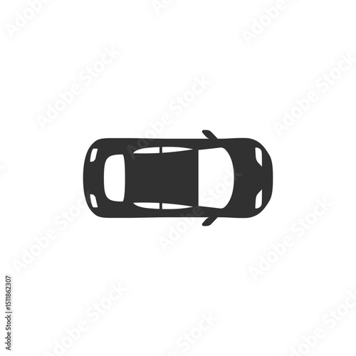 Car top view, solid icon. Overhead perspective of vehicle layout