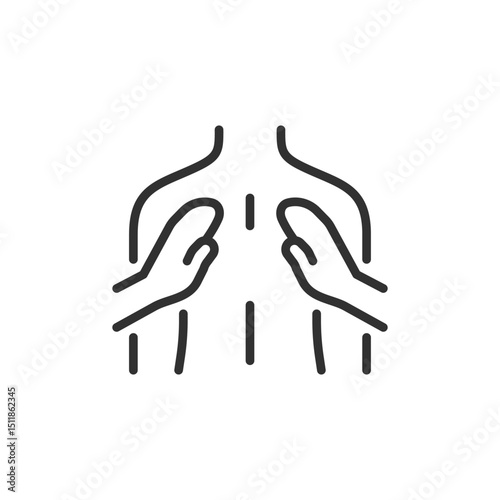Back massage, linear icon. Spa treatment and body relaxation. Line with editable stroke.