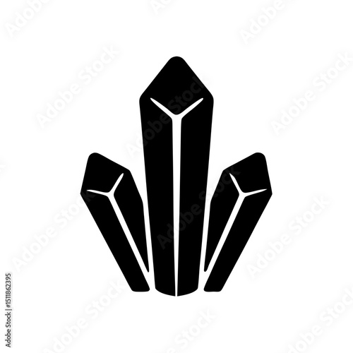 Three Dark Crystal Gemstones Standing Tall in Minimalist Black and White Art