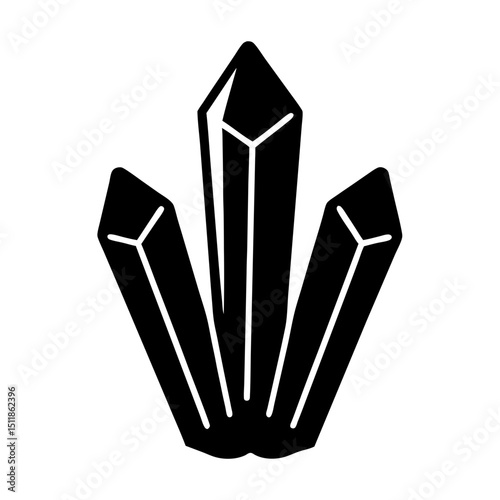 Three black geometric crystals on white background create a captivating illustration