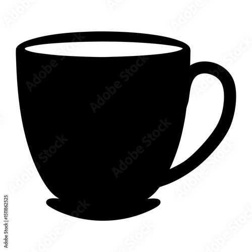Silhouette of a classic coffee mug with handle on a white backdrop