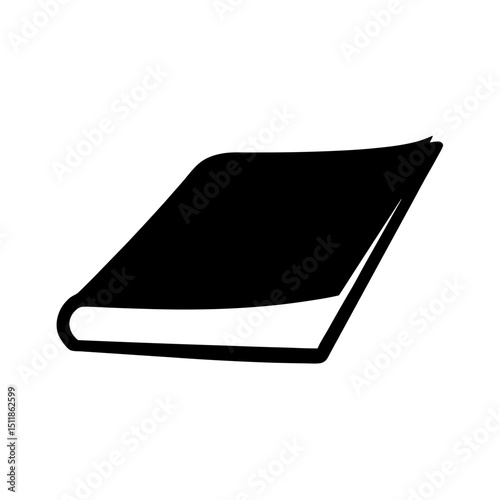 Simple and Clean Black and White Open Book Silhouette Graphic Design