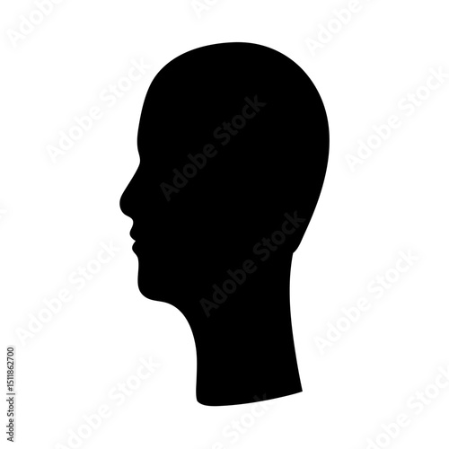 Silhouette of a human head in profile viewed from the side