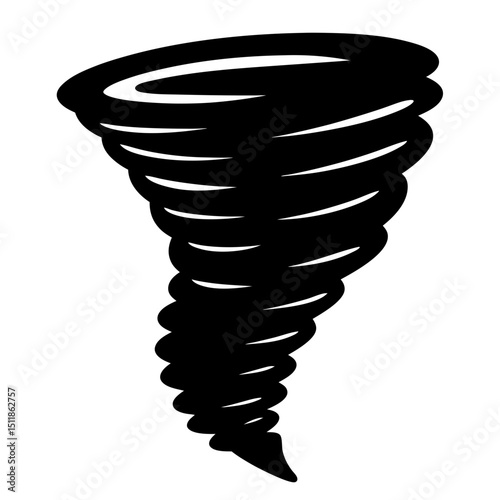 Stylized representation of a powerful swirling tornado against a clean white backdrop