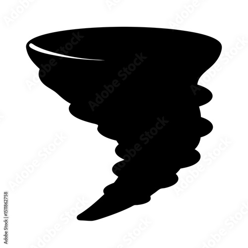 Silhouette of a tornado, a dark and ominous swirling vortex of power