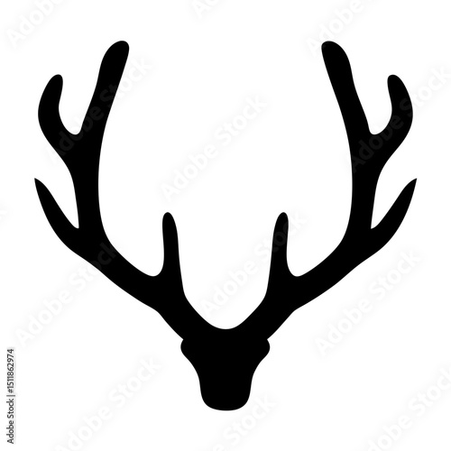 Striking Silhouette of Elegant Antlers Against a Pristine White Canvas Art