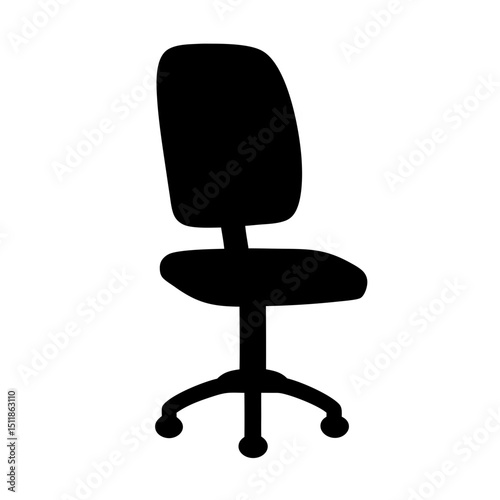 Silhouette of Ergonomic Office Chair with Adjustable Height and Lumbar Support