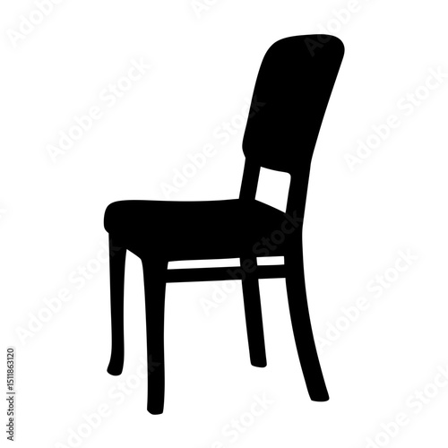 Silhouette of a traditional wooden chair with a curved back support