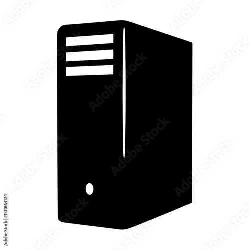 Icon of a generic black computer server tower with horizontal lines