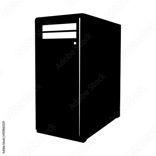 Icon of a generic black computer server tower with horizontal lines