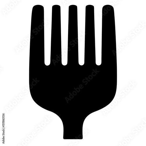 Simplified Silhouette of a FourPronged Fork for Eating and Serving Food