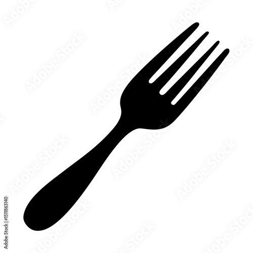 Black silhouette illustration of a standard four pronged fork on white background