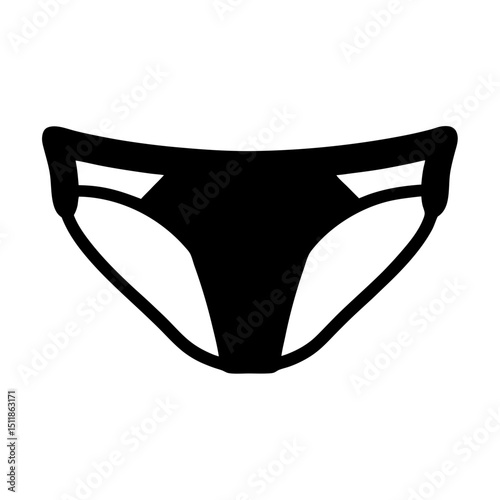 Black silhouette of a bikini bottom, minimalist and modern fashion statement