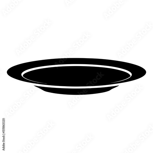 Simple black silhouette illustration of a ceramic plate or serving dish