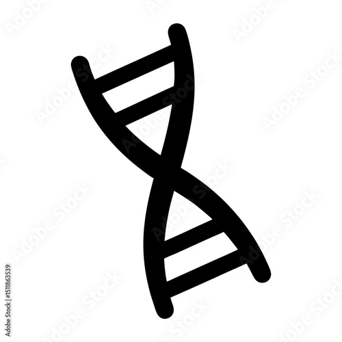 Simple iconic black and white drawing of a DNA double helix strand