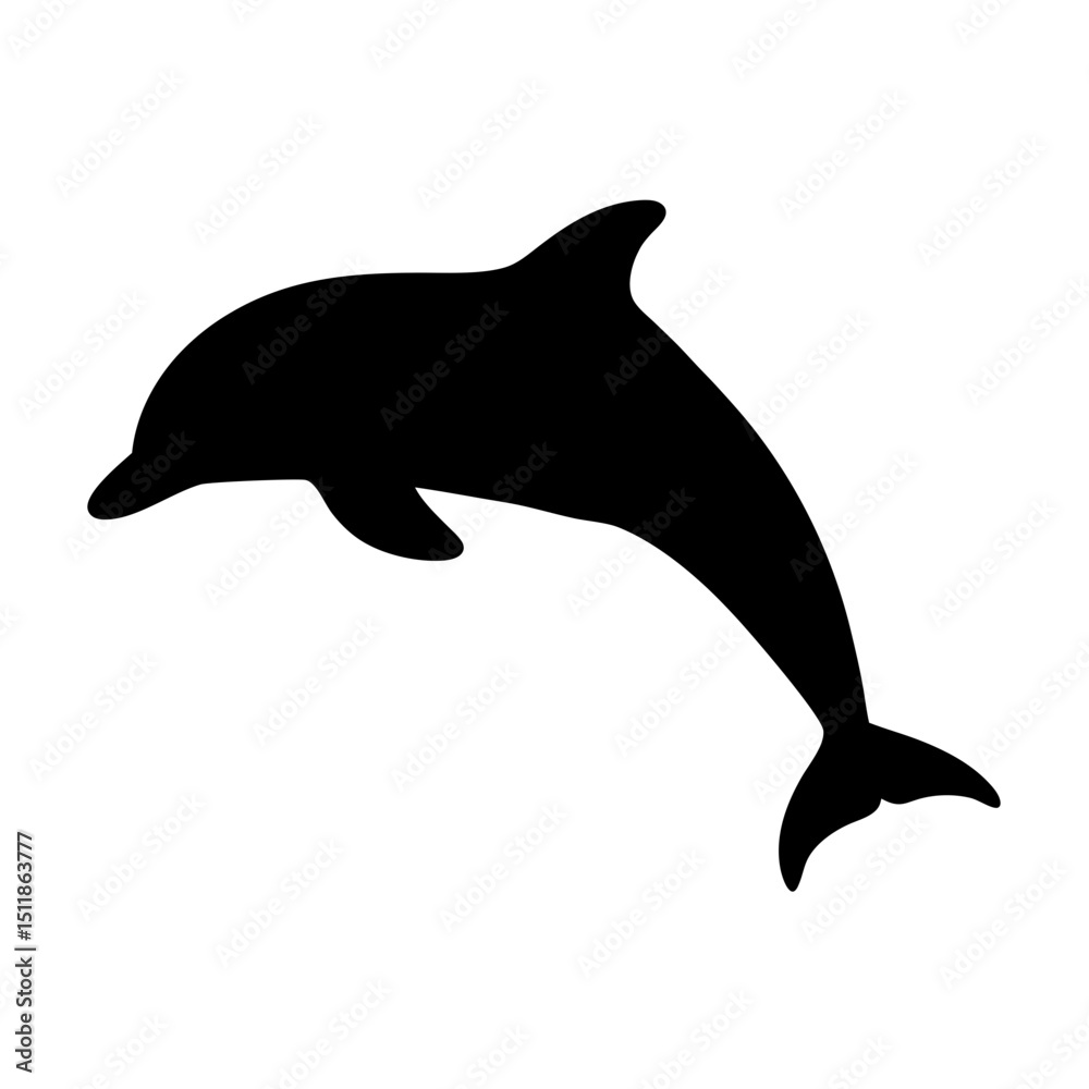 Fototapeta premium Elegant dolphin silhouette gracefully jumping out of the water and curving upwards