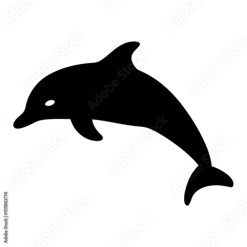 Silhouette of a graceful dolphin leaping out of the water, a marine creature