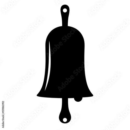 A striking black silhouette of a bell with a unique design element