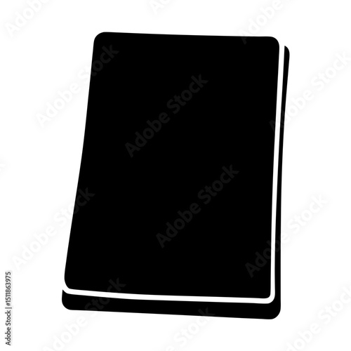 Black notebook or sketchbook with white outline on white background, isolated