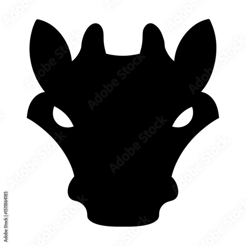 Silhouette of an Animal Head with Horns and Intense Stare Black Icon