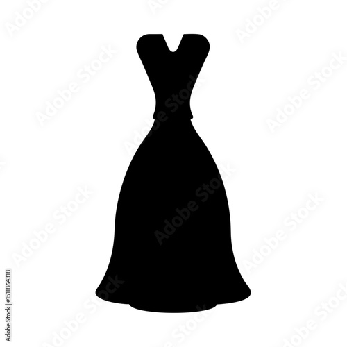 Elegant strapless dress silhouette with a full flowing skirt, perfect for special occasions