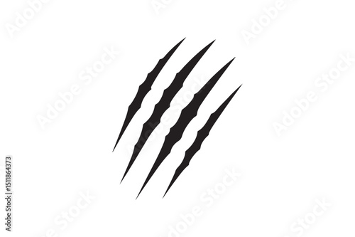 Claw marks silhouette vector art illustration on white background