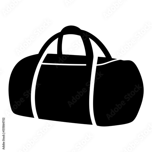 Black and White Silhouette of Gym Bag or Duffle Bag with Handles