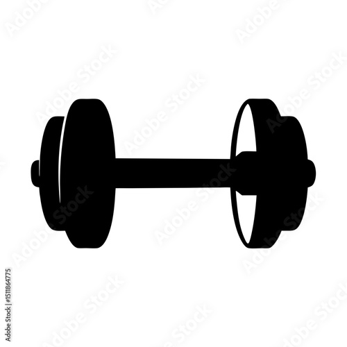Simple Black Dumbbell Silhouette for Fitness and Strength Training Activities