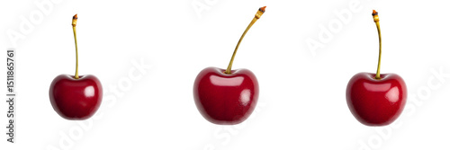 艶やか赤さくらんぼ三つ並ぶ