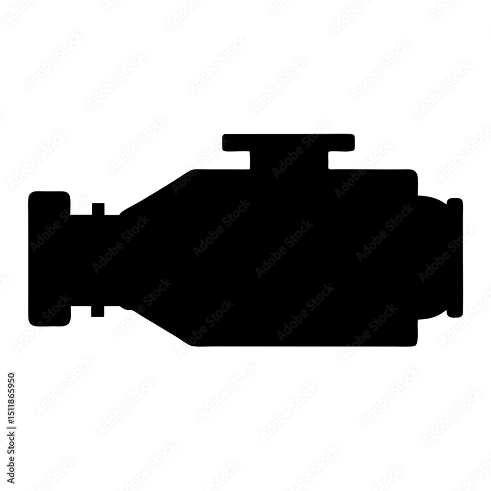 Obraz premium Silhouette of a Car Engine Block Illustrating Automotive Engineering Design