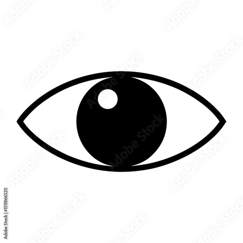 Graphic black and white depiction of a human eye simple and stylized