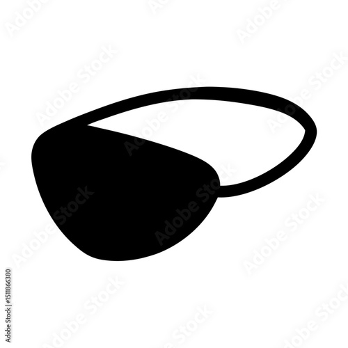 A simple graphic illustration of a black eyepatch with elastic band