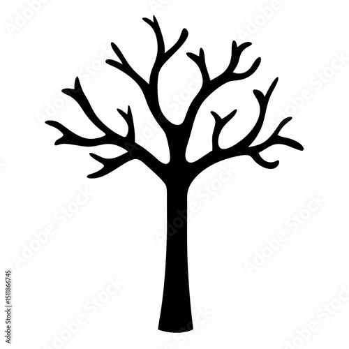 Silhouette of a tree without leaves casting an eerie stark shadow