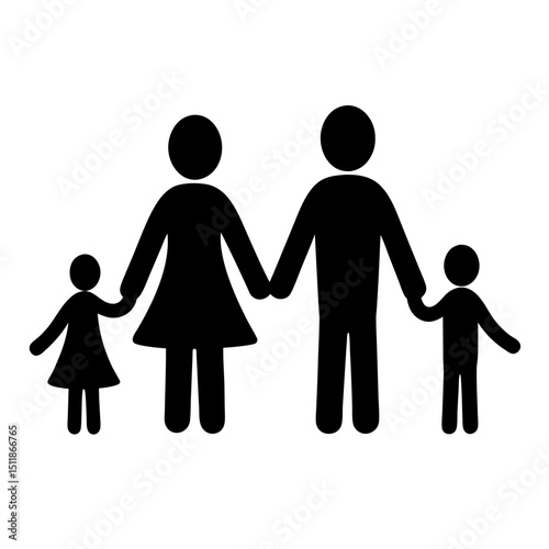 Stylized depiction of a nuclear family consisting of parents and children