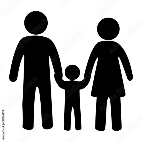 Stick Figure Family Standing Together Holding Hands Child Parent Relationships