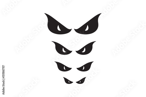 Monster eyes silhouette vector art illustration on white background