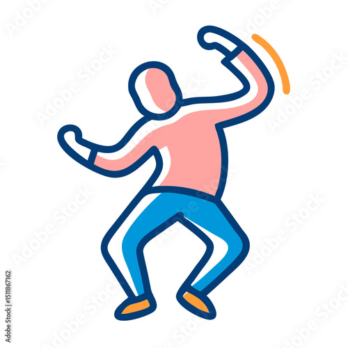 Person dancing joyfully, a colorful icon for websites and presentations