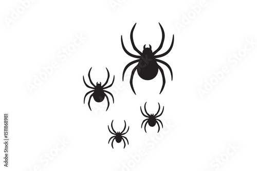 Spiders silhouette vector art illustration on white background