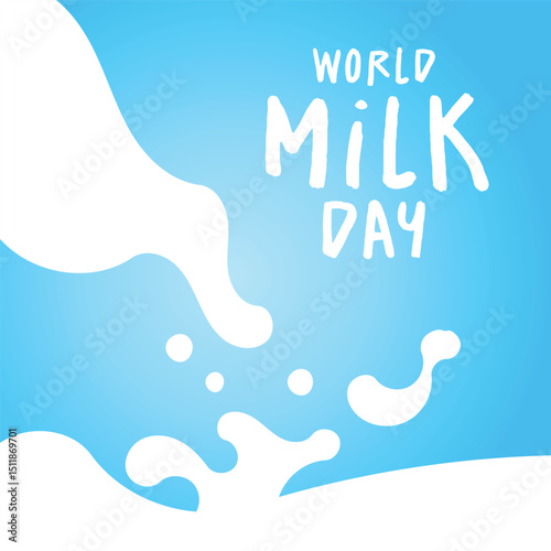 World Milk Day Splash Background Blue and White Dairy Concept Design
