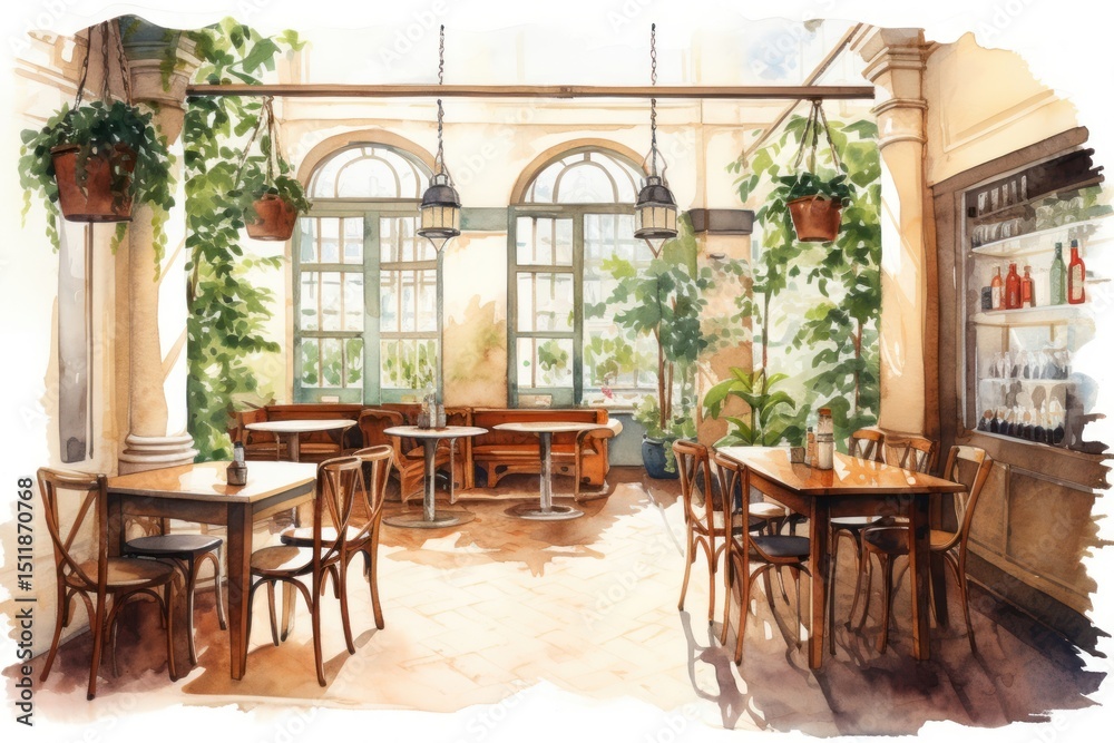 Fototapeta premium Cafe architecture restaurant furniture.