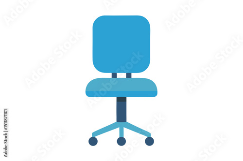 Armless plastic office chair in minimal workstation furniture vector art illustration