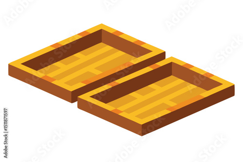 Bamboo trays with inlay work in ethnic handcrafted servingware vector art illustration