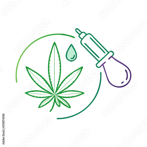 CBD Oil Drop Leaf with oil drop 