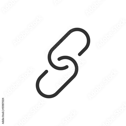 Vertical chain link, linear icon. Symbol of secure connection. Line with editable stroke.