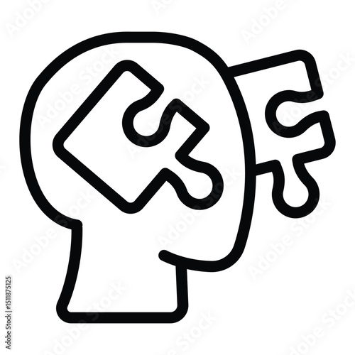Man head with puzzle piece line icon, family lawyer concept. Vector graphics. Human rights missing link, justice sign on white background, style for mobile or design.